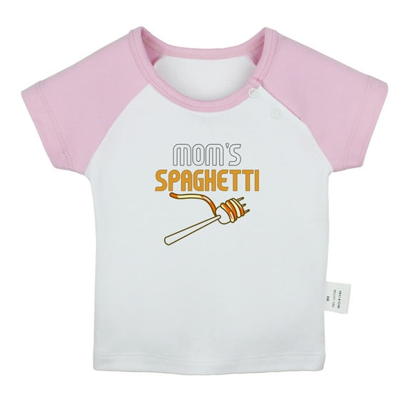 Mom's Spaghetti Funny T shirt For Baby, Newborn Babies T-shirts, Infant Tops, 0-24M Kids Graphic Tees Clothing (Short Pink Raglan T-shirt, 0-6 Months)