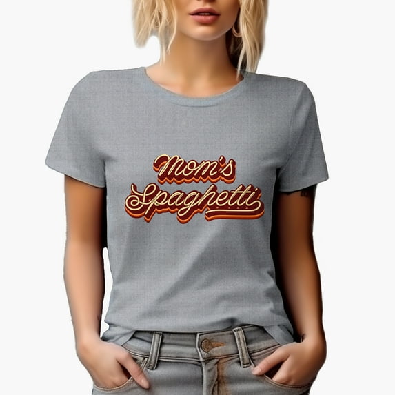 Mom's Spaghetti, Pasta Font, Heather Grey T-Shirt, 3XL