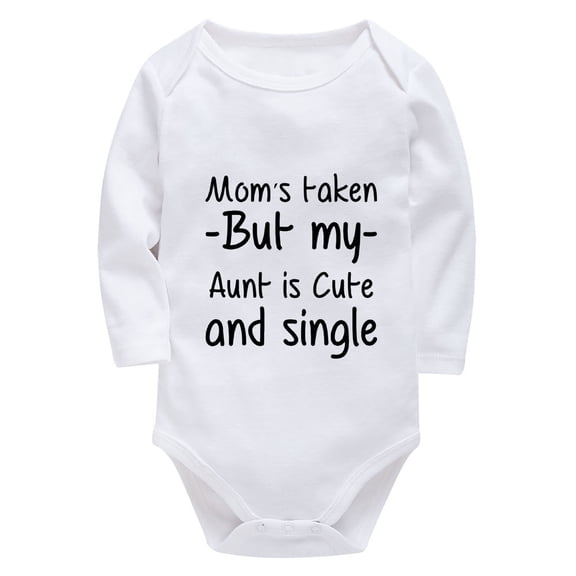 Mom's Taken But My Aunt Is Cute And Single Bring Baby Home Outfit Newborn for Boys Long Sleeve Boy Summer Romper White Baby