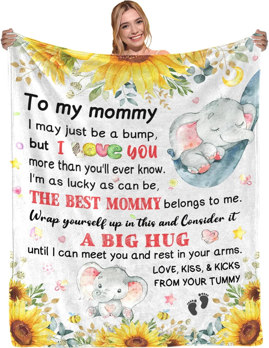 Mom to Be Gifts Pregnancy Gifts - First Time Mom Gifts, Promoted to Mom Gifts, Flannel Soft Blankets and Throws for New Mommy 50x60in