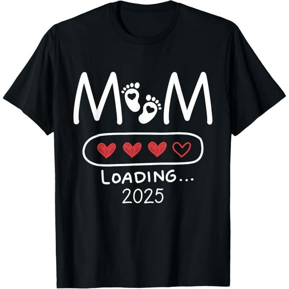 Mom to be 2025 Loading Mom Est 2025 Promoted to Mommy Mather T-Shirt