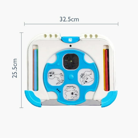 MomMed Kids Drawing Projector Interactive Art Toy with 3 Slides & 24 Patterns, Educational LED Projector for Boys & Girls, Includes Markers & Drawing Book, Battery OperatedBlue