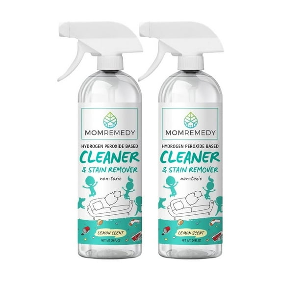 MomRemedy Hydrogen Peroxide Household Cleaner & Laundry Stain Remover, Light Lemon, 24 Oz, 2 Pack
