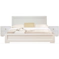 thumbnail image 1 of Moma White Wood Platform King Bed With Two Nightstands, 1 of 5