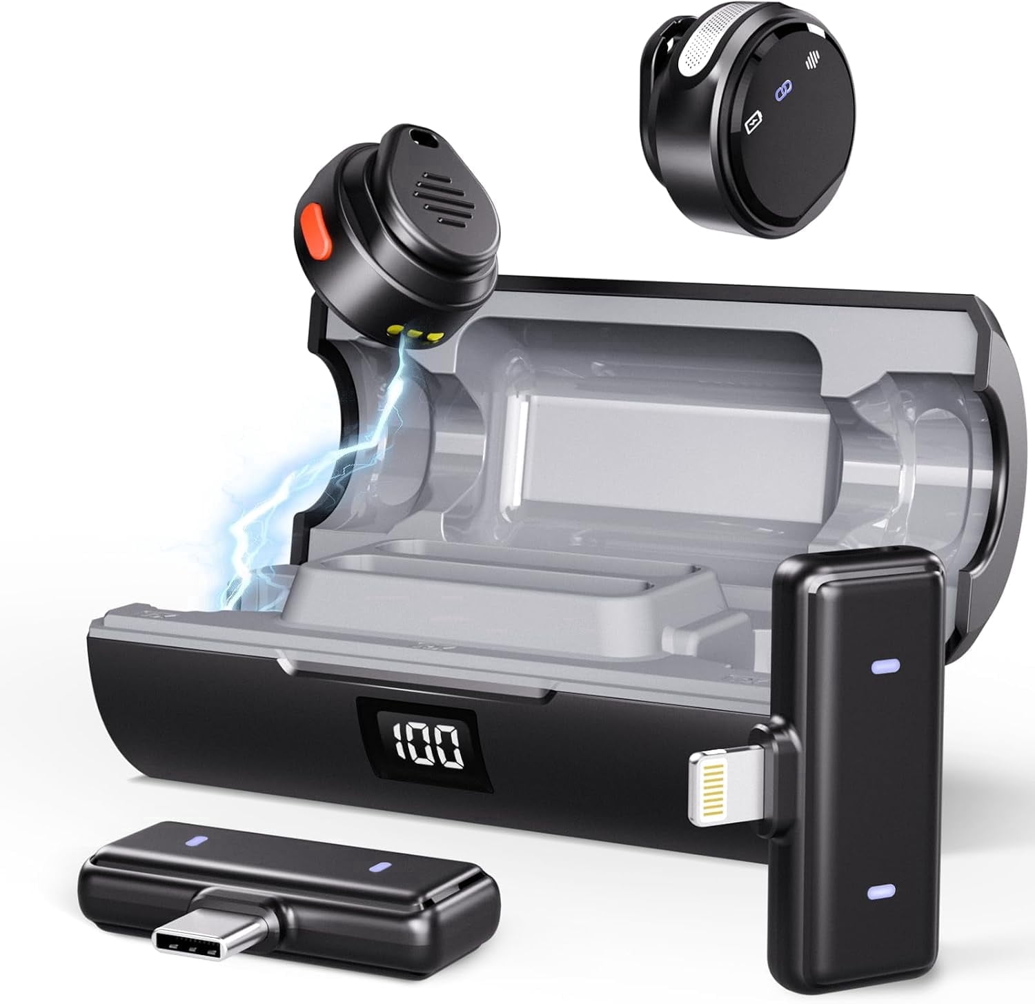 Moman Coin Wireless Lavalier Microphone 164ft Range Noise Cancellation ...