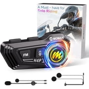 Moman Helmet Headset Speaker with Rgb Light Hands Free Phone Call Hi-Fi Speakers Noise Cancellation FM Radio for Motorcycle