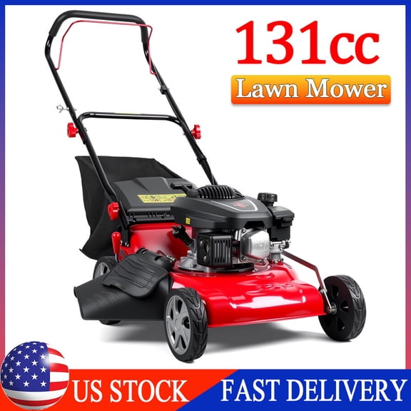 Momarys 131CC Gas Powered Lawn Mowers, 8-Level Height Adjustment, 3-In-1 Gas Push Mower for Lawn, Yard and Garden Care