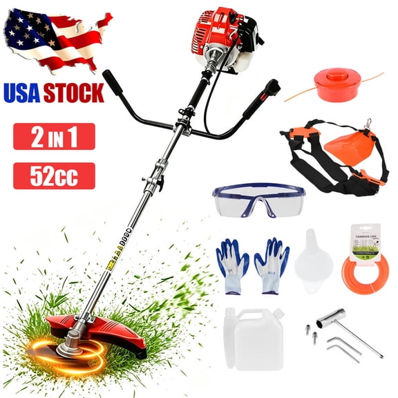 Momarys 2-In-1 Weed Eater, 52CC 2-Cycle 8500RPM String Trimmer With Shoulder Strap For Fruit Margin,Seed Plot,Grass Edge