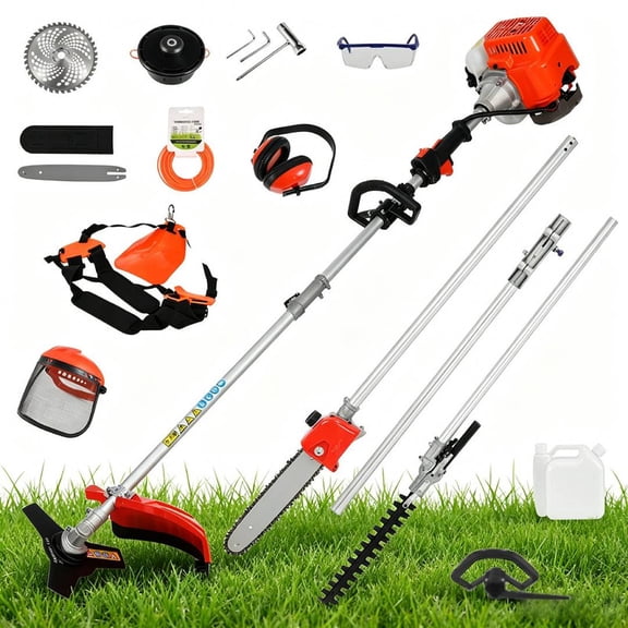 Momarys 2-Stroke Fuel Driven Gas Powered Weed Eater, 52CC 5-in-1 Weed Wacker Tree Pruner Lawn Edge Trimming Tool