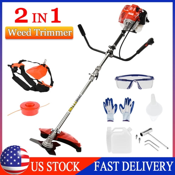 Momarys 2-in-1 Gas String Trimmer, 52cc 2 Cycle Gas Weed Eater, Handheld Grass Cutter for Daily Lawn Care