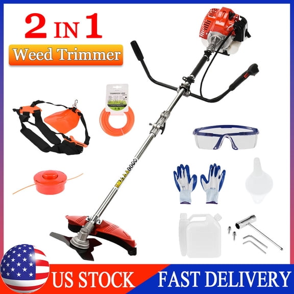 Momarys 52CC 2-Stroke Gas Powered Weed Eater, 2-In-1 String Trimmer With Shoulder Strap For Sidewalk Edging,Backyard Care,Small Farm Plot