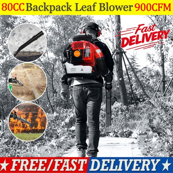 Momarys 80CC Backpack Leaf Blower, 900CFM 2 Cycle Engine 3.5KW 7500RPM Gas Powered Leaf Blower with 2.3L Fuel Tank for Farm Grass Dust and Winter Snow Blowing