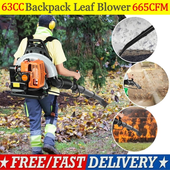 Momarys EB650 63CC Backpack Leaf Blower, 2 Cycle 2800 RPM 665 CFM Leaf Blower for Yard Waste, Leaves & Outdoor Dust Removal