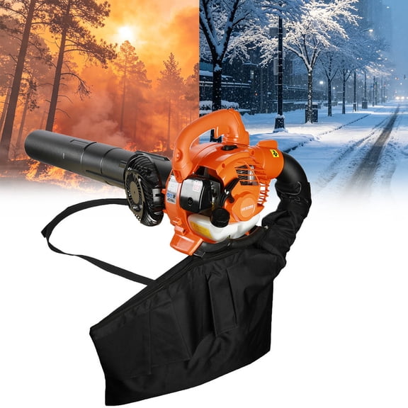 Momarys Gas Leaf Blower, 26CC 2 Cycle Handheld Leaf Blower, 424 CFM Gas Powered Leaf Blower Dual-Purpose (Blowing and Suction) with Straight & Curved Pipe for Pathway Dust & Fall Leaf Removal