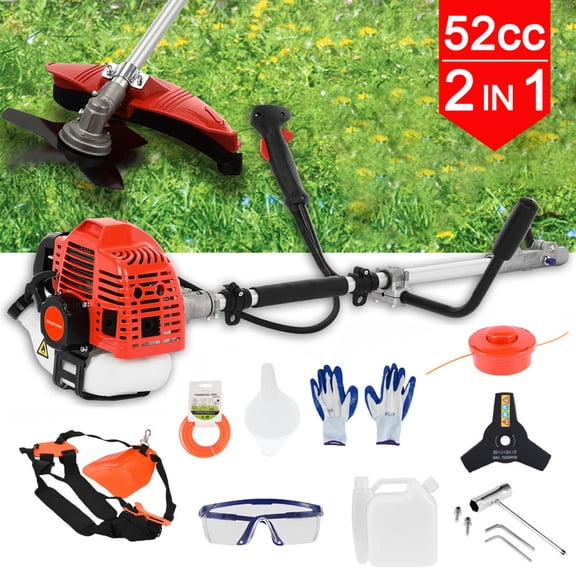 Momarys Gas powered weed eater,2-in-1 Edger Brush Cutter Built with 52cc 2-Cycle Engine and Standard Shoulder Strap