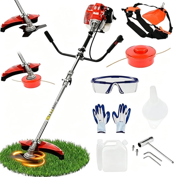 Momarys String Trimmer, 52cc 2-Stroke Gas Powered Weed Wacker, Multi Functional Grass Trimmer for Home Garden