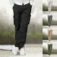 thumbnail image 1 of Momasggi Baggy Cargo Pants for Men Casual Joggers Athletic Pants Loose Straight Leg Trousers Outdoor Hiking Pants with Pockets Army Green 2XL, 1 of 8