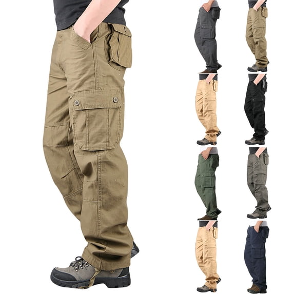 Momasggi Baggy Cargo Pants for Men Slim Fit Straight Leg Pants with Multi Pockets Big and Tall Outdoor Tactical Hiking Work Trousers Navy S