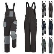 Momasggi Bib and Brace Work Overalls for Men Baggy Mechanic Work Coveralls Adjustable Strap Painter Jumpsuit with Pockets Brown XS