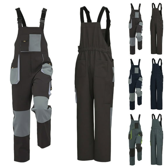 Momasggi Bib and Brace Work Overalls for Men Baggy Mechanic Work Coveralls Adjustable Strap Painter Jumpsuit with Pockets Dark Blue XL
