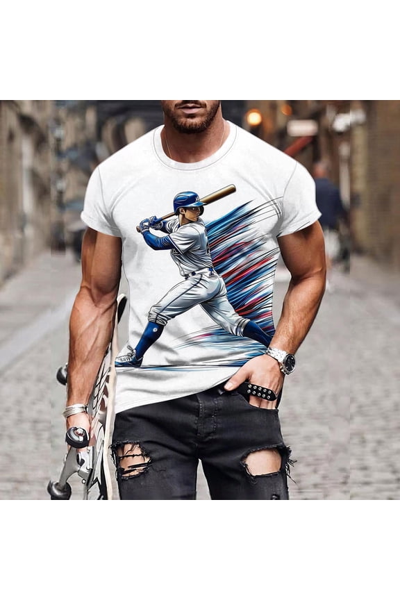 Big and Tall Graphic Tees for Men Summer Short Sleeve Crew Neck Shirts Muscle Slim Fit T-Shirts Lightweight Casual Going Out Tops Sky Blue 3XL