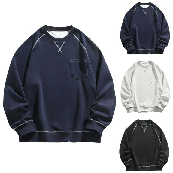 Momasggi Big and Tall Sweatshirts for Women Loose Casual Long Sleeve Crewneck Pullover Tops Fashion Fall Winter Outdoor Sweatshirt with Front Chest Pocket Black M