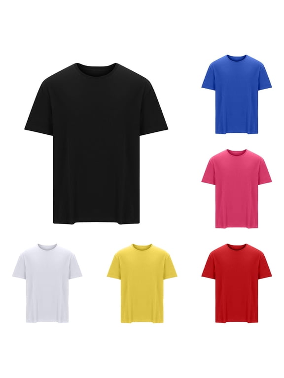 Big and Tall T Shirts for Men Loose Fit Short Sleeve Tops Summer Crew Neck Tshirt Solid Color Basic Tees Casual Going Out T-Shirts Hot Pink 6XL
