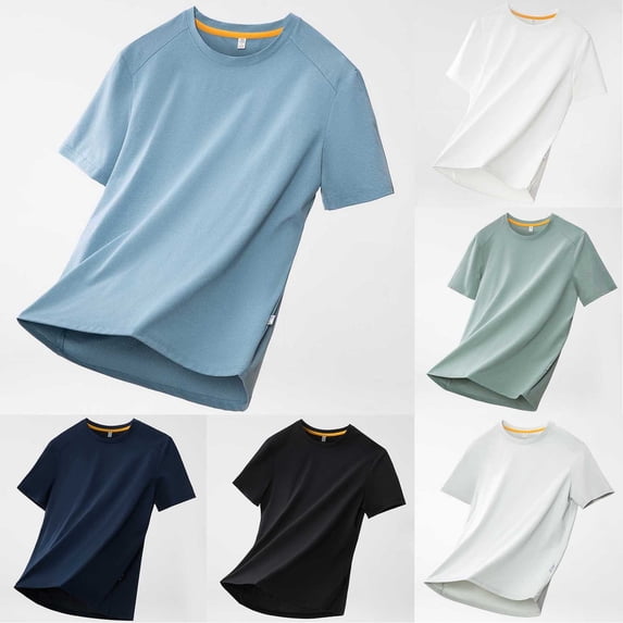 Momasggi Big and Tall T-Shirts for Men Short Sleeve Quick Dry Workout Shirt Summer Solid Color Crew Neck Tees Lightweight Athletic Running Gym Tshirts Navy S