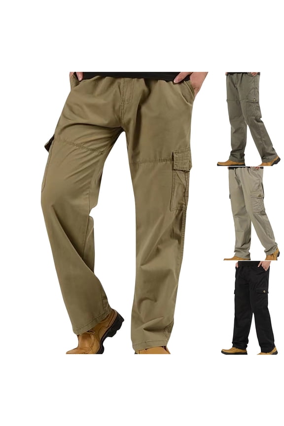 Big and Tall Cargo Pants for Men Drawstring Elastic Waist Straight Leg Pant Multic-Pockets Tactical Pants Outdoor Hiking Pant Gray L