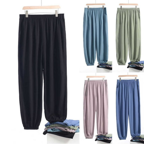 Momasggi Big and Tall Pajama Pants for Men Soft Elastic Waist Sleep Lounge Bottoms Comfy Solid Color Long Pj Pant Sleepwear with Pockets Green 2XL