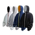 thumbnail image 1 of Momasggi Big and Tall Zip Up Hoodies for Men Trendy Color Block Hooded Jackets Casual Drawstring Long Sleeve Sweatshirt with Zipper Pockets Navy 3XL, 1 of 4