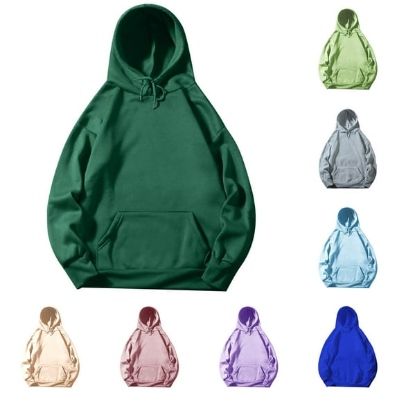 Momasggi Casual Hoodies for Men Trendy Solid Color Long Sleeve Pullover Tops Casual Drawstring Hooded Sweatshirts with Pockets Purple S