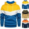 thumbnail image 1 of Momasggi Fleece Hoodies for Men Trendy Color Block Pullover Tops Casual Long Sleeve Drawstring Hooded Sweatshirts Lightweight Patchwork Hoodie with Pockets Yellow XL, 1 of 4
