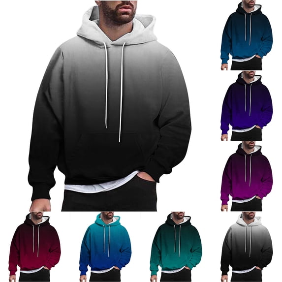 Momasggi Gradient Hoodies for Men Casual Long Sleeve Drawstring Hooded Sweatshirt Baggy Cozy Pullover Hoodie Big and Tall Sweatshirts with Pockets Wine 4XL