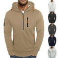 thumbnail image 1 of Momasggi Half Zip Hoodies with Zip Pockets for Men Tactical Hooded Sweatshirt Loose Casual Long Sleeve Hoodie Outdoor Workout Gym Pullover Tops White M, 1 of 5
