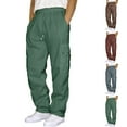 thumbnail image 1 of Momasggi Men's Big and Tall Fleece Cargo Sweatpants Drawstring Elastic Waist Jogger Sport Pants Solid Color Loose Fit Athletic Trousers with Pockets Army Green 5XL, 1 of 6