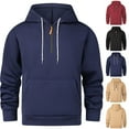 thumbnail image 1 of Momasggi Men's Big and Tall Hoodies Quarter Zip Pullover Tops Loose Casual Long Sleeve Drawstring Hooded Sweatshirt Fall Winter Fleece Hoodie with Pockets Khaki XL, 1 of 4