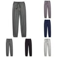 thumbnail image 1 of Momasggi Men's Big and Tall Pajama Bottoms Drawstring Elastic Waist Pajama Pants Lightweight Comfy Lounge Pants Solid Color Pj Pant Sleepwear Black 4XL, 1 of 5