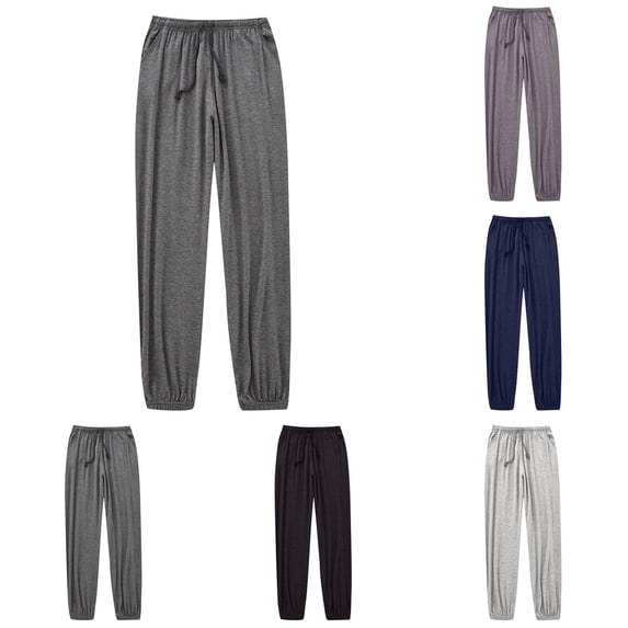 Momasggi Men's Big and Tall Pajama Bottoms Drawstring Elastic Waist Pajama Pants Lightweight Comfy Lounge Pants Solid Color Pj Pant Sleepwear Dark Gray 2XL