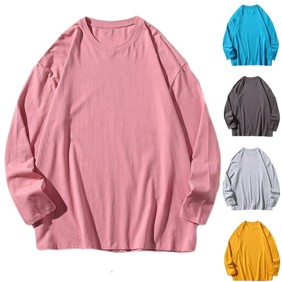 Momasggi Men's Big and Tall Shirts Casual Long Sleeve Crewneck Pullover Tops Solid Color Basic Tshirts Lightweight Soft Workout Gym Sweatshirts Gray L