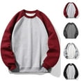 thumbnail image 1 of Momasggi Men's Big and Tall Sweatshirt Loose Cozy Long Sleeve Raglan Sweatshirts Fashion Color Block Crewneck Pullover Tops Fall Winter Going Out Sweatshirts Dark Gray 2XL, 1 of 5