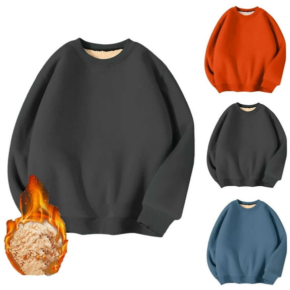 Momasggi Men's Big and Tall Sweatshirt Winter Warm Fleece Sherpa Lined Sweatshirts Casual Crewneck Long Sleeve Pullover Tops Dark Gray 5XL