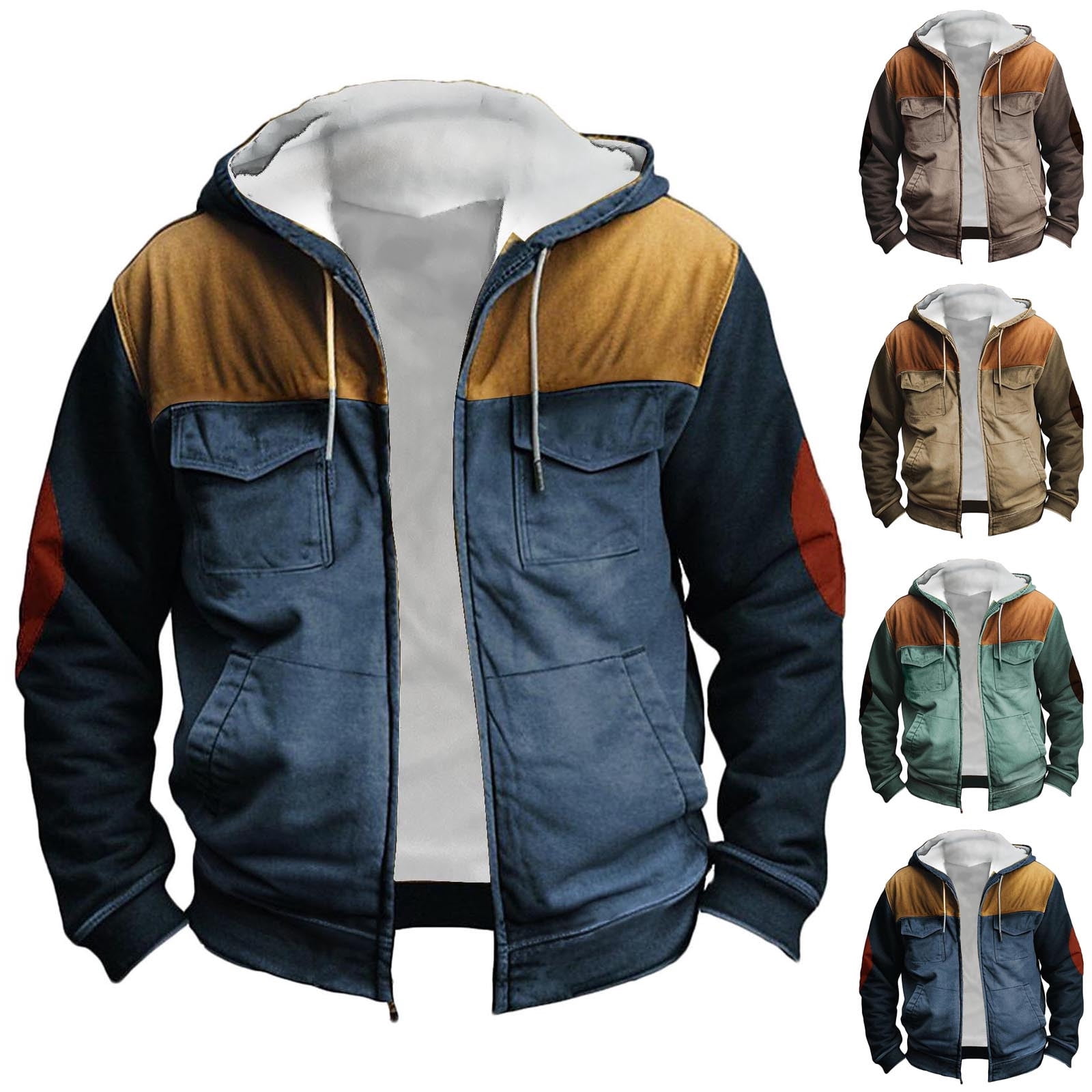 Momasggi Men's Big and Tall Winter Jackets Fashion Color Block Long ...
