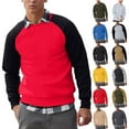 thumbnail image 1 of Momasggi Men's Crewneck Sweatshirt Fashion Color Block Raglan Sweatshirts Soft Lightweight Long Sleeve Pullover Fall Winter Fleece Tops Blue M, 1 of 4