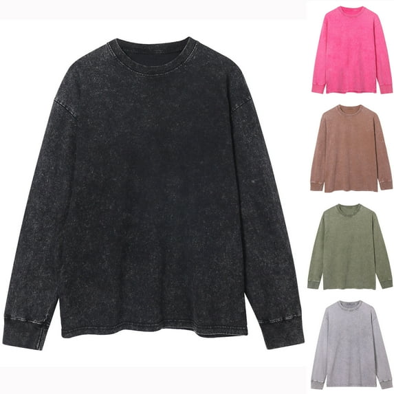 Momasggi Men's Crewneck Sweatshirt Vintage Oversized Distressed Washed Pullover Tops Loose Casual Fall Long Sleeve Sweatshirts Brown 2XL