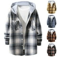 thumbnail image 1 of Momasggi Men's Flannel Hooded Shirts Fashion Plaid Long Sleeve Hoodie Jacket Casual Button Down Shacket with Pockets Yellow L, 1 of 3
