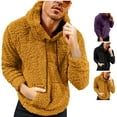 thumbnail image 1 of Momasggi Men's Fuzzy Sherpa Hoodie Casual Long Sleeve Drawstring Hooded Sweatshirt Fleece Pullover Tops Cozy Fall Winter Warm Hoodies with Pockets Khaki XL, 1 of 5