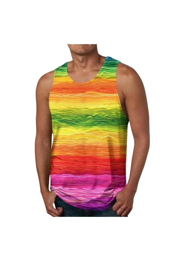 Men's Graphic Tank Tops Big and Tall Sleeveless Crewneck Muscle Tees Athletic Bodybuilding T-Shirt Workout Gym Tank Top Yellow 2XL