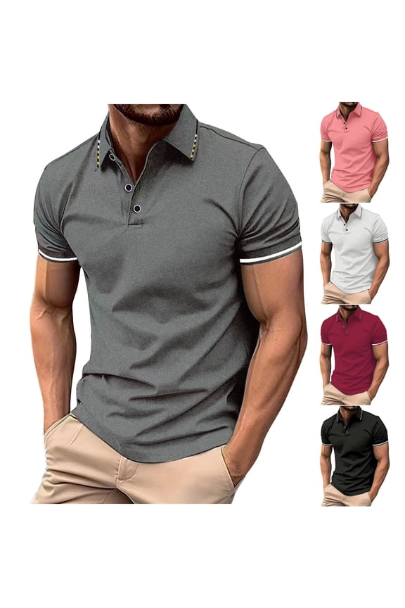Men's Henley Shirts Summer Short Sleeve T Shirt Casual Button V Neck Tees Lightweight Stretch T-Shirts Muscle Slim Fit Tee Tops Silver XL