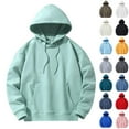 thumbnail image 1 of Momasggi Men's Hoodie Fashion Solid Color Long Sleeve Pullover Tops Casual Drawstring Hooded Sweatshirts with Pockets Sky Blue 3XL, 1 of 8